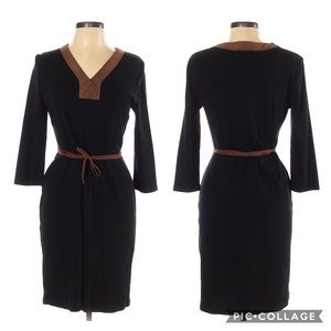 Lauren Ralph Lauren Black/Brown Suede Midi Dress